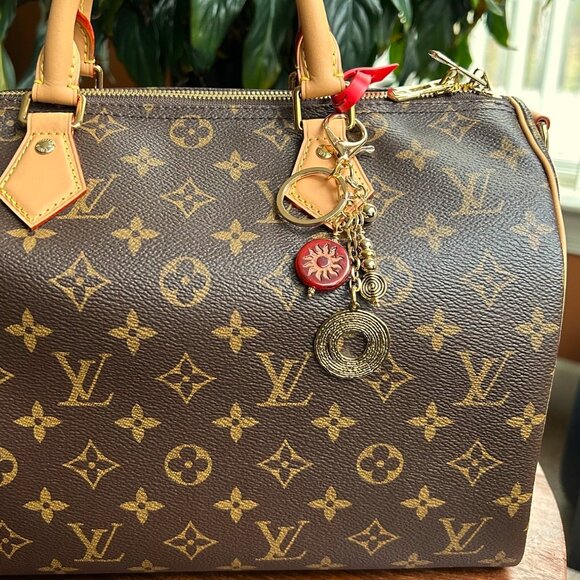 FLOATING RING PENDANT Bag Charm Gold Tone ⭕ - Picture 2 of 8